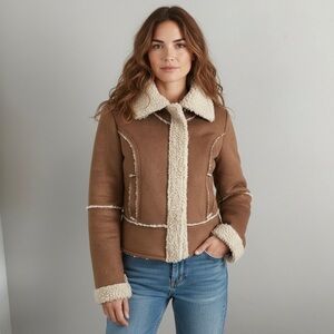 DECREE, Camel Jacket Long Sleeve Faux Fur Lined - M